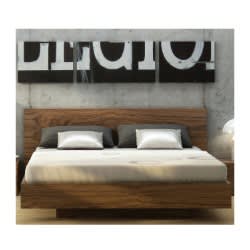 Float King Bed With Mattress Support, Walnut