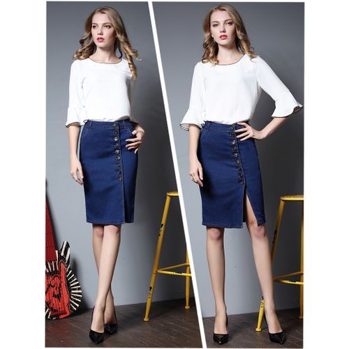 Plus Size Ladies FashionDenim Long Skirt