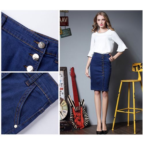 Plus Size Ladies FashionDenim Long Skirt