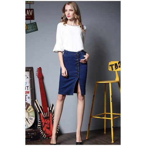 Plus Size Ladies FashionDenim Long Skirt
