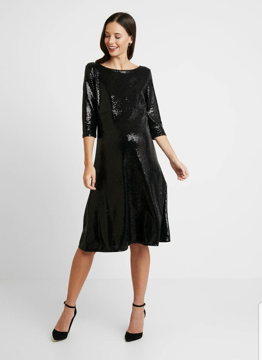 Short Sleeves Sequin Black Maternity Dress