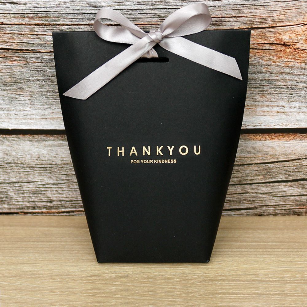 10pcslot Black White Kraft Paper Box Bronzing Thank You