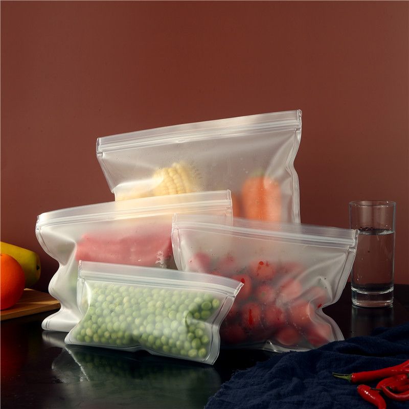 Food Storage Freezer Bag Reusable For Refrigerator Organiser, Kitchen Accessories PEVA Freezing Fruit And Vegetable Ziplock Bags-21.5x12cm