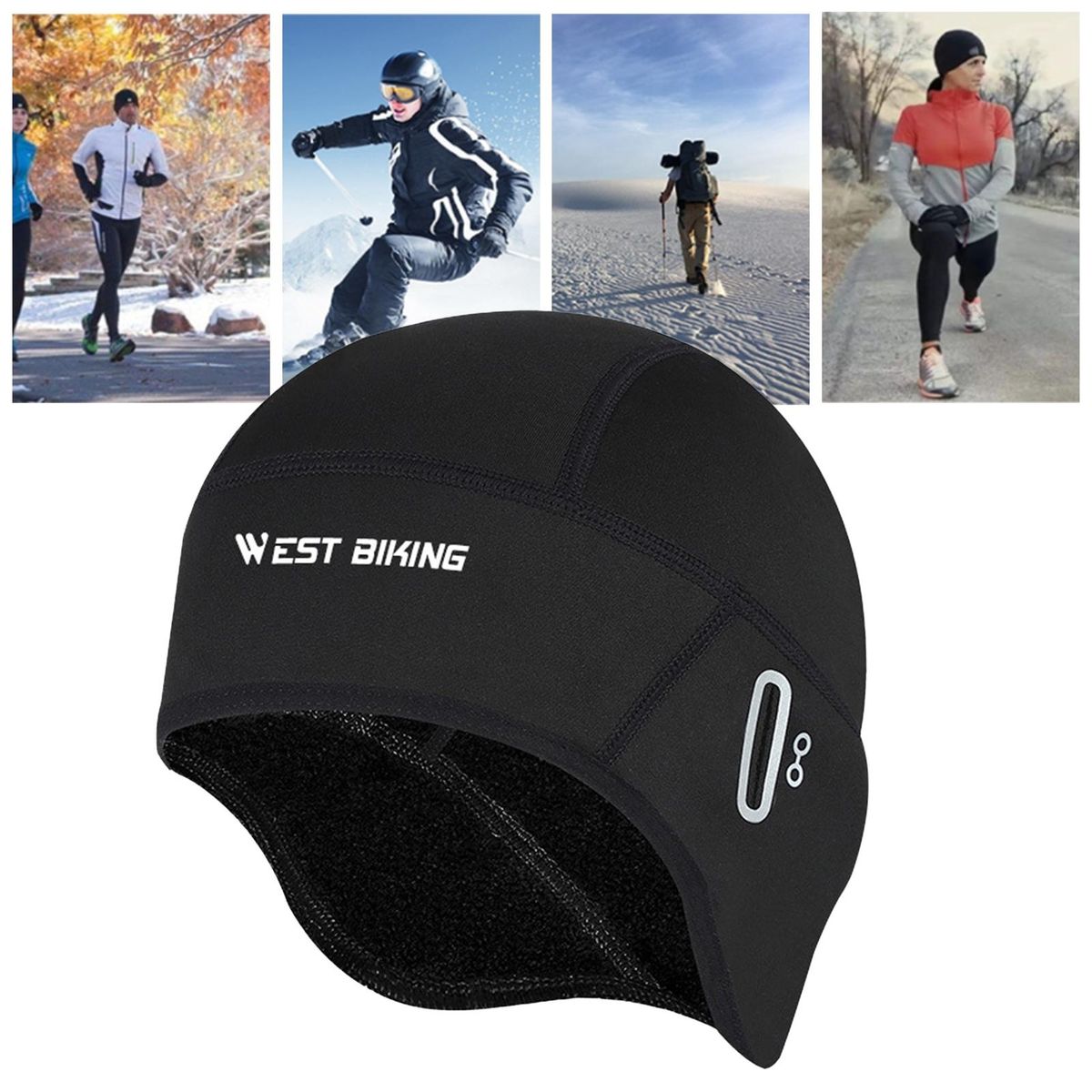 Cycling Cap Fleece Texture Ski Hat Black