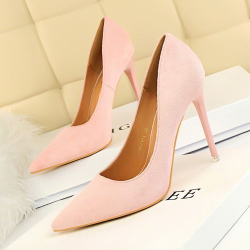 Women's Pointed Court Suede Thin Sexy Nightclub Shoes Pink