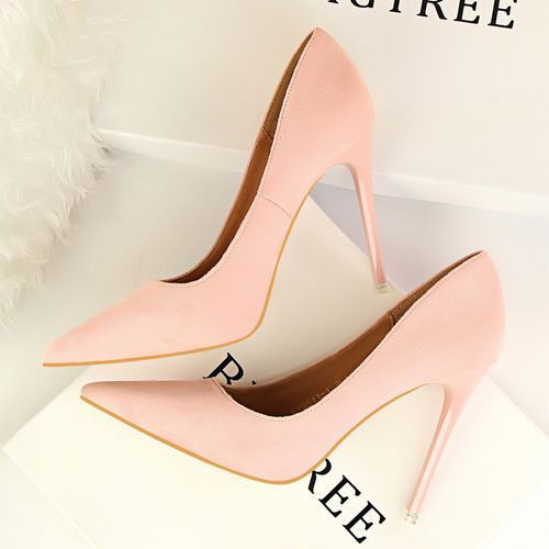 Women's Pointed Court Suede Thin Sexy Nightclub Shoes Pink