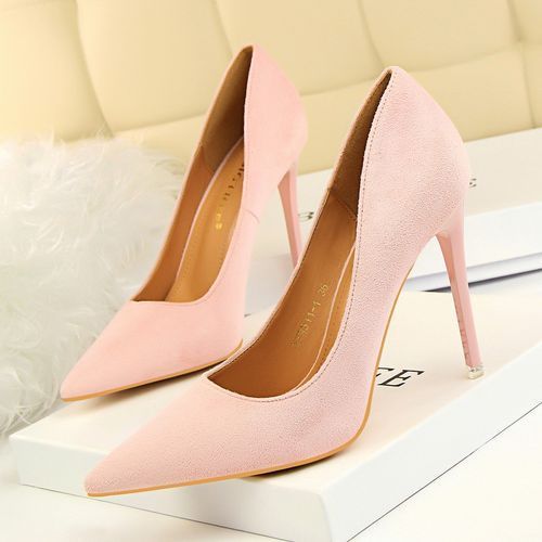 Women's Pointed Court Suede Thin Sexy Nightclub Shoes Pink
