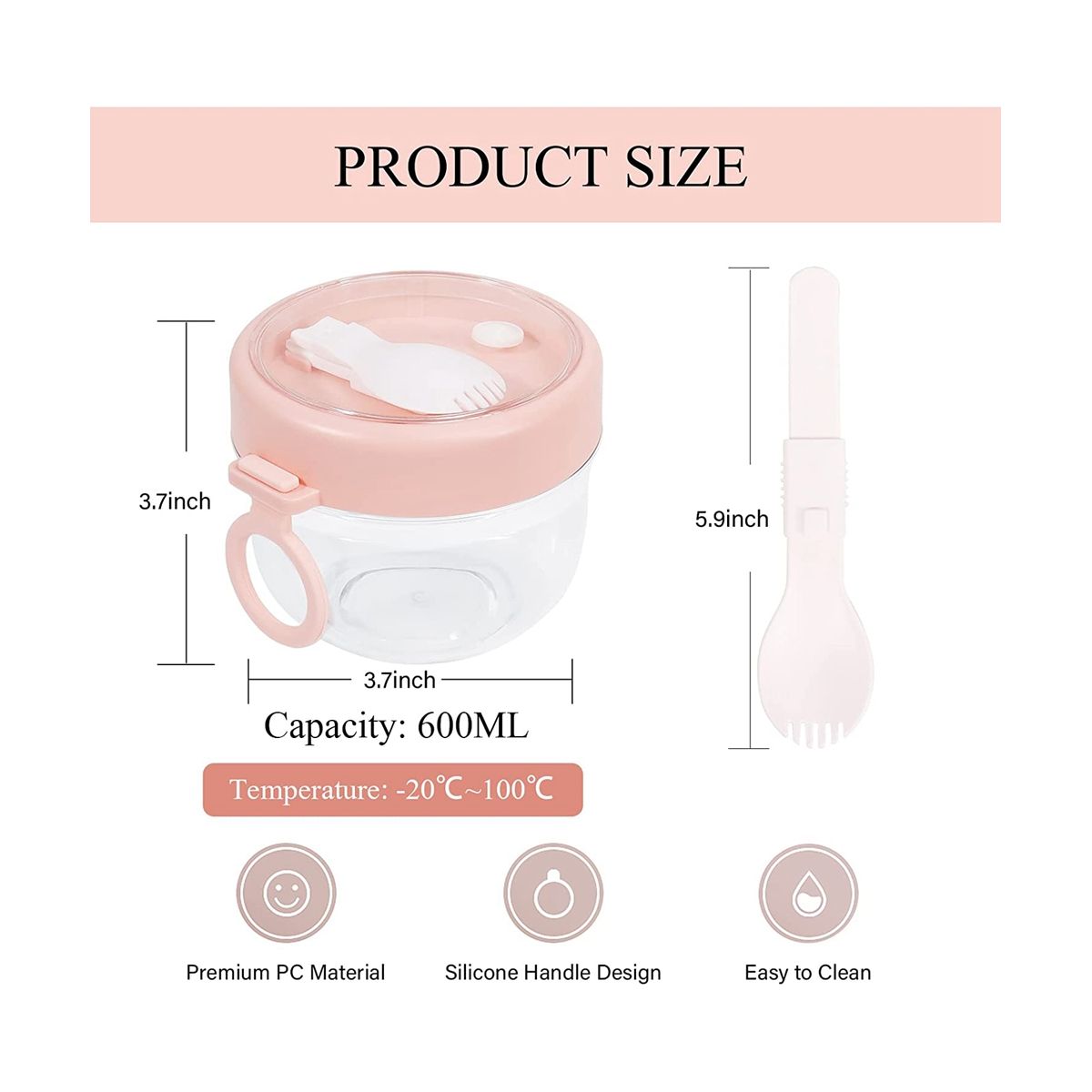 4 Pcs Overnight Oats Container with Lids and Spoons, 20 Oz