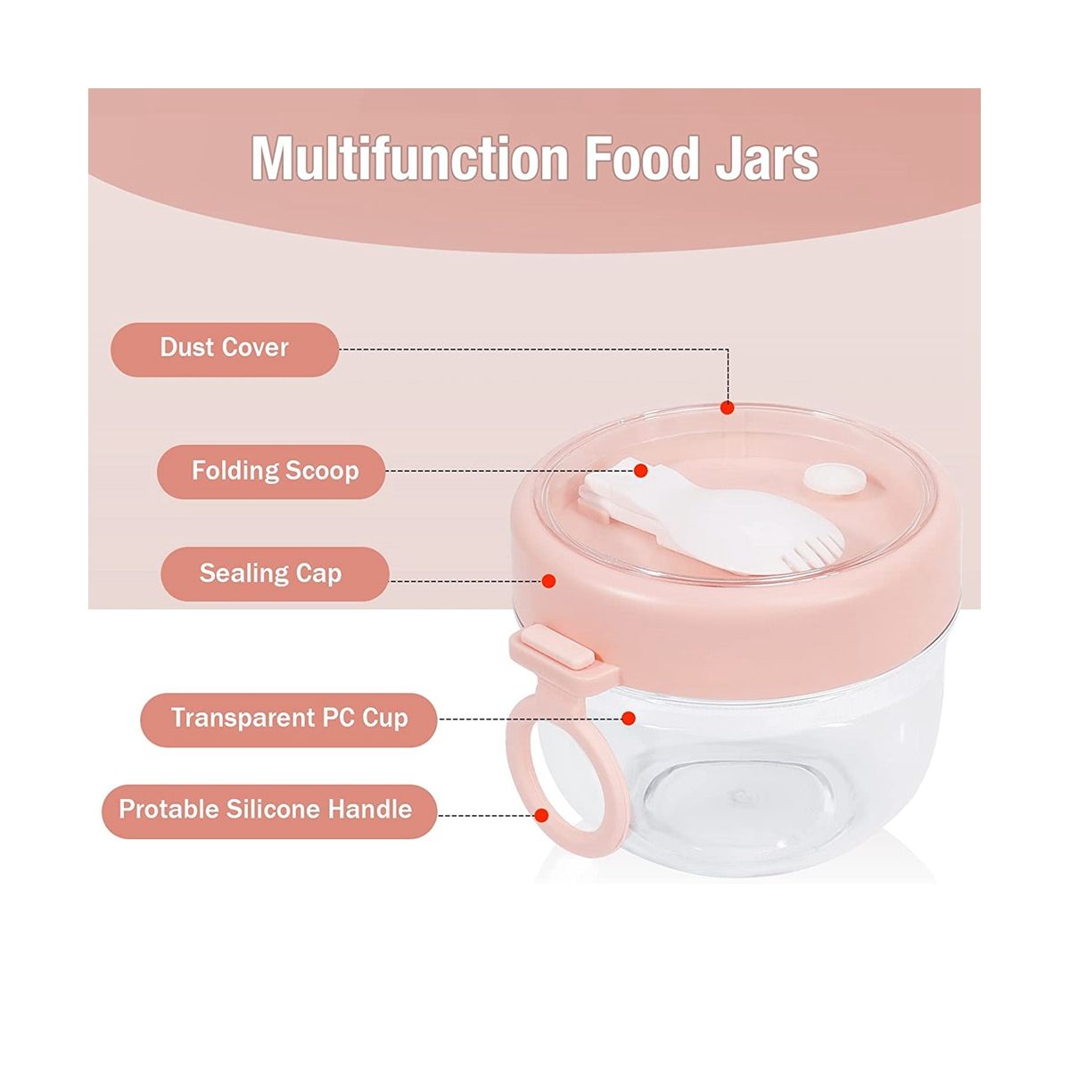 4 Pcs Overnight Oats Container with Lids and Spoons, 20 Oz