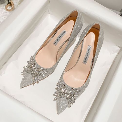 Women's Shoes Bow Bridesmaid Shoes High Heels Stiletto Crystal Fashion High Heels