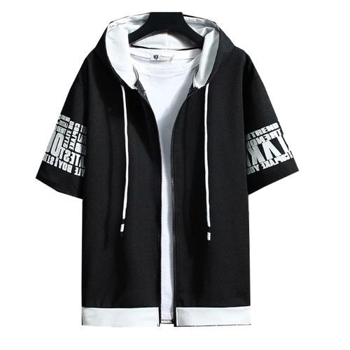 Men's Cardigan Jacket Set, Short Sleeve Jacket Shorts Set
