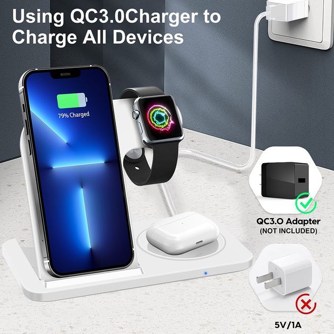 3 In 1 Wireless Charger For IPhone 14 13 12 11 XS Pro Max 8 Watch 8 Qi Fast