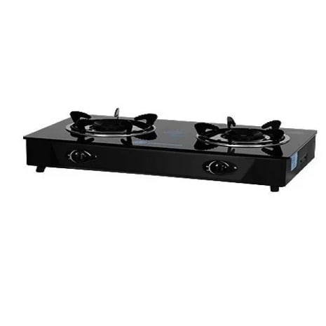 2 Hob Glass Table Top Gas Cooker - Black