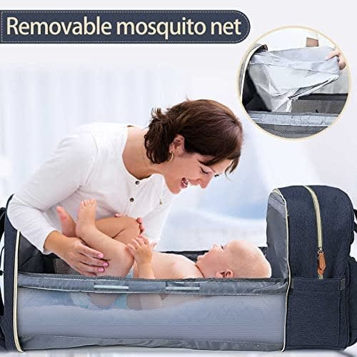 7 In 1 Mobile Baby Bed And Diaper Bag With Mosquito Net And Sun Shield