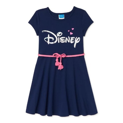Signature Logo Skater Dress With Rope Belt - Blue