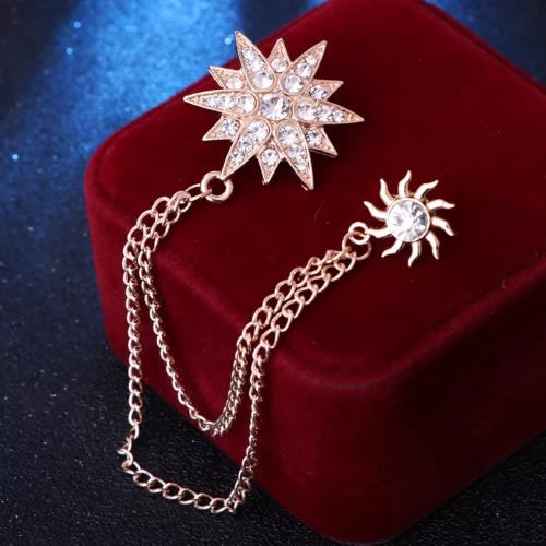 Star Men's Brooch With Free Pouch - Gold