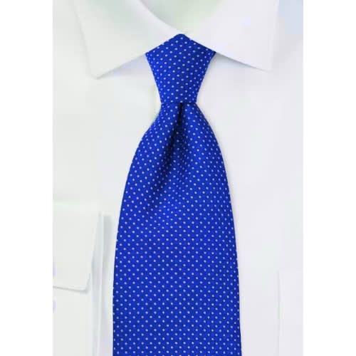 Men's Check Long Tie  - Royal Blue