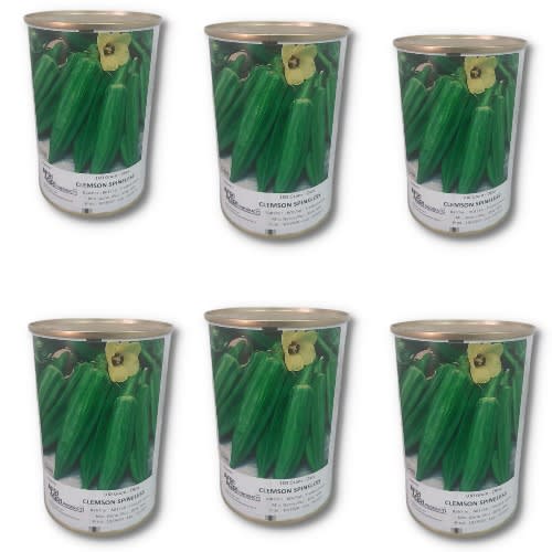 Clemson Spineless Okro Seeds - 100 Grams - 6 Tins