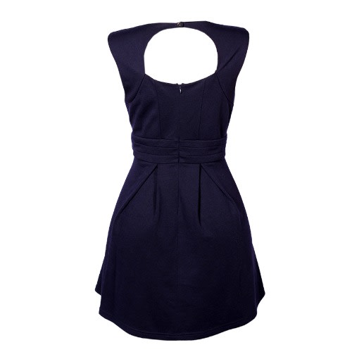 Open Flare Short Dress -Navy Blue