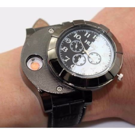 Military Wrist Watch With USB Cable + Rechargeable Cigarette Lighter