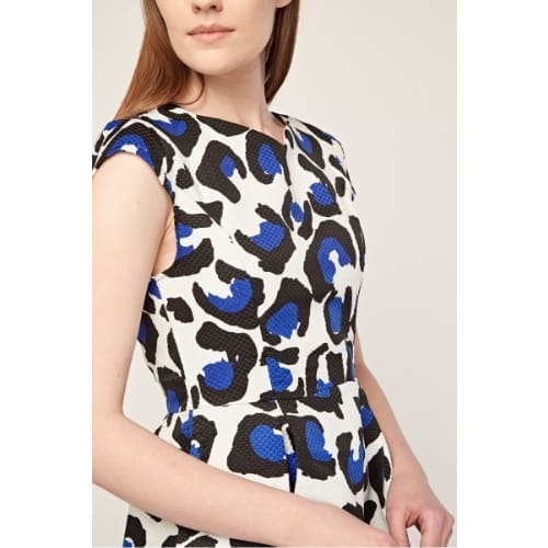 Floral Print Midi Dress-BLUE