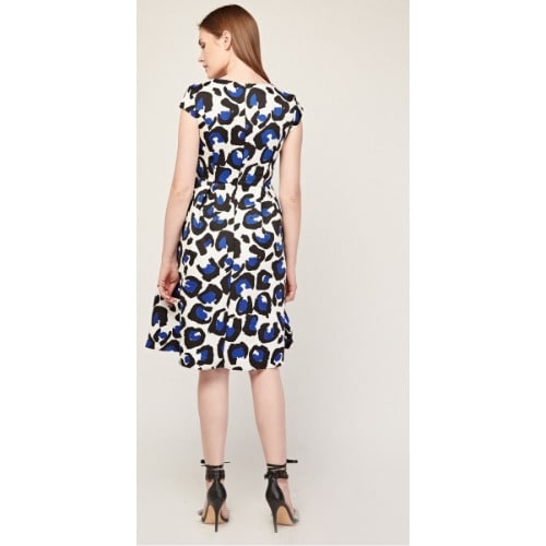Floral Print Midi Dress-BLUE