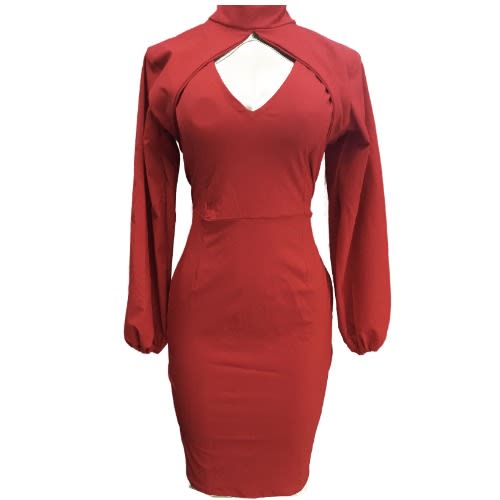 Red High Neck Cooperate Gown For Women
