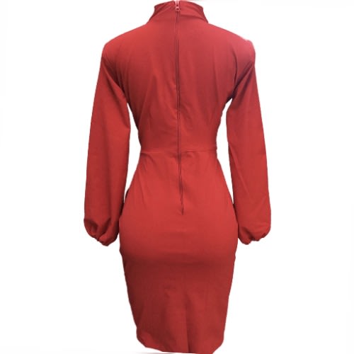 Red High Neck Cooperate Gown For Women