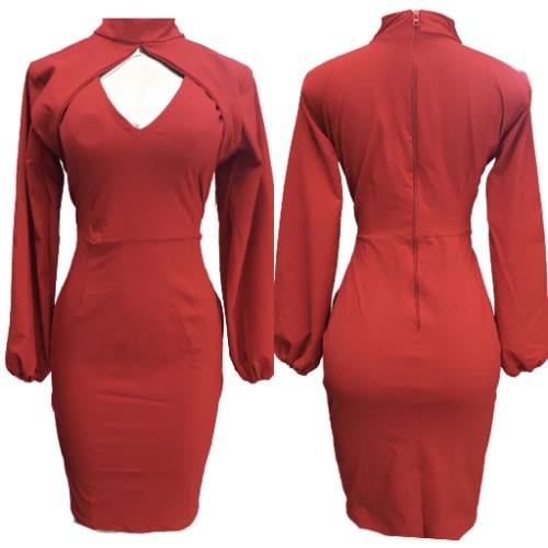 Red High Neck Cooperate Gown For Women