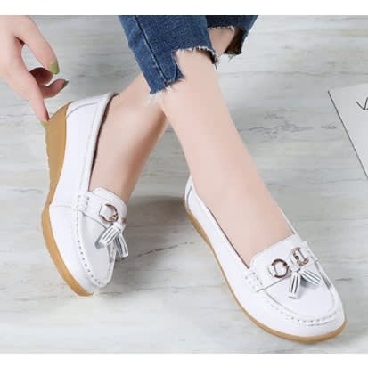 Ladies Leather Shoes/loafers- White