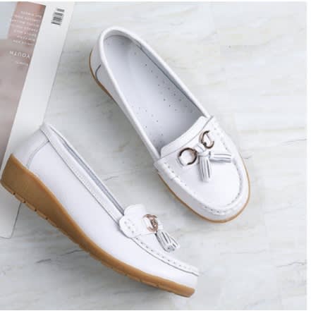 Ladies Leather Shoes/loafers- White
