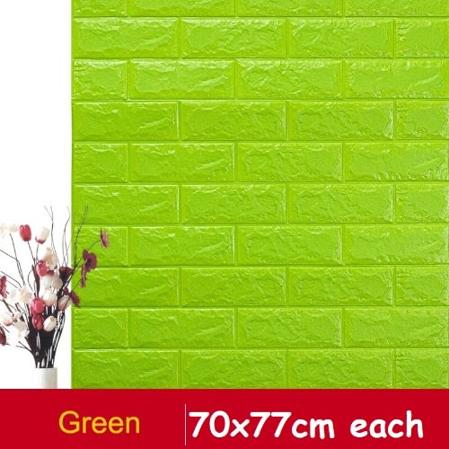 Pe Foam 3D Self Adhesive Wallpaper Sticker - Green
