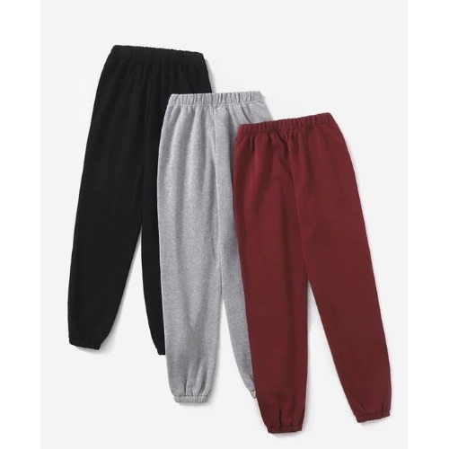 Black Grey And Burgundy Casual Joggers Pants - 3Pieces