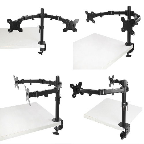Adjustable Computer TV Dual Monitor Holder Arm Desk Mount Stand
