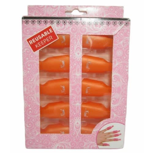 10pcs Nail Remover Soaker Reusable Plastic Keeper - Orange