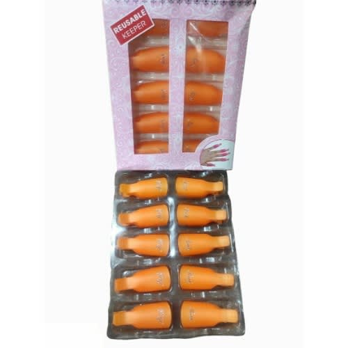 10pcs Nail Remover Soaker Reusable Plastic Keeper - Orange
