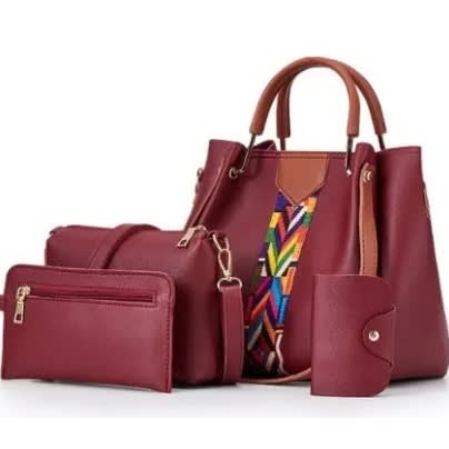 Ladies Handbags Set - 4 In 1 - Wine