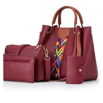 Ladies Handbags Set - 4 In 1 - Wine