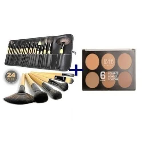 Ushas 6 Colour Powder Pallet With 24 Brush Set