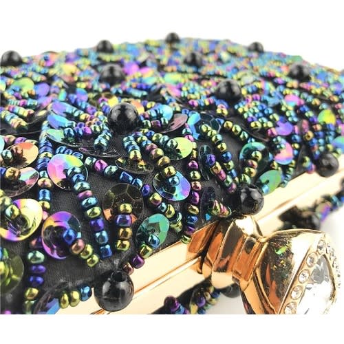 Sequin Studded Evening Clutch- Blue