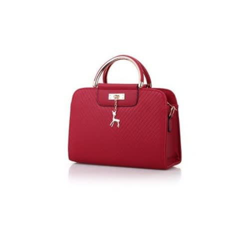 Ladies Elegant Wine Red Leather Handbag
