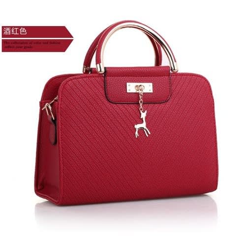 Ladies Elegant Wine Red Leather Handbag