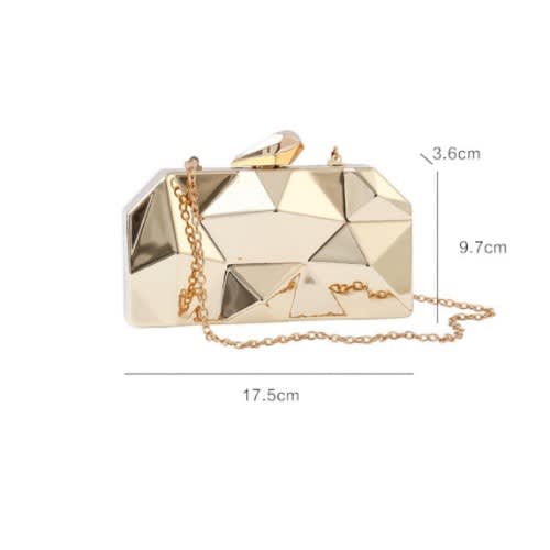 Metallic Prism Style Clutch Purse - Gold