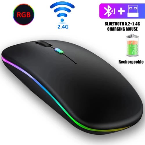 Rechargeable Wireless LED Gaming Mouse - Black