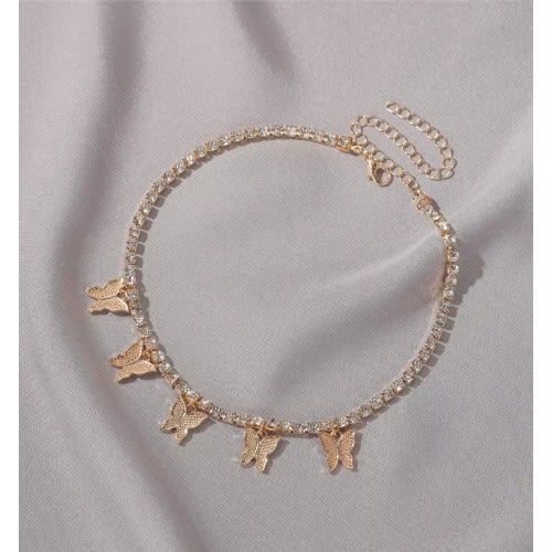Female Rhinestone Butterfly Pendant Necklace