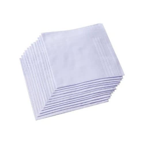 Quality White Handkerchief - 12-in-1 Pack