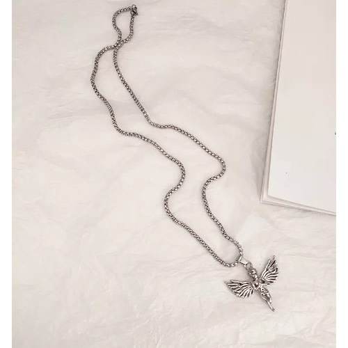 Stainless Steel Angel Pendant & Collar Chain