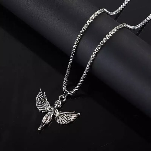 Stainless Steel Angel Pendant & Collar Chain