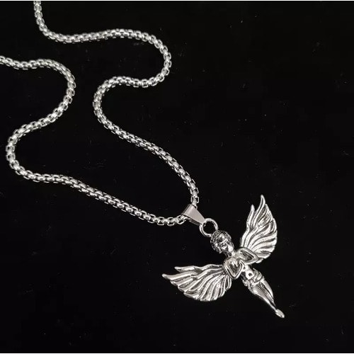 Stainless Steel Angel Pendant & Collar Chain