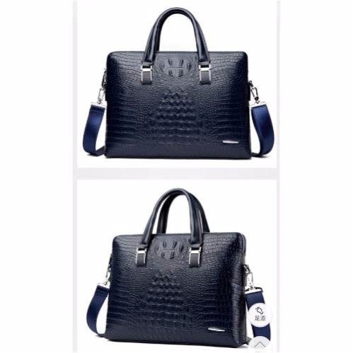 Men's Crocodile Skin Messenger Bag - Navy Blue